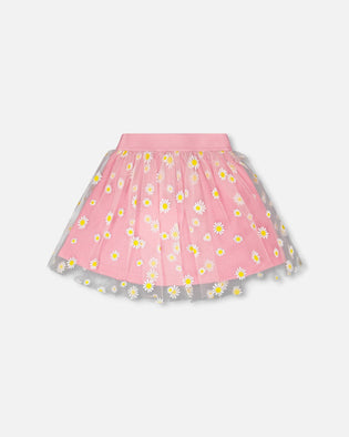 Mesh And Crinkle Jersey Skirt Pink - H30I80_06240