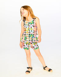 Jersey Shorts Black Printed Flowers - H30J28_3H130