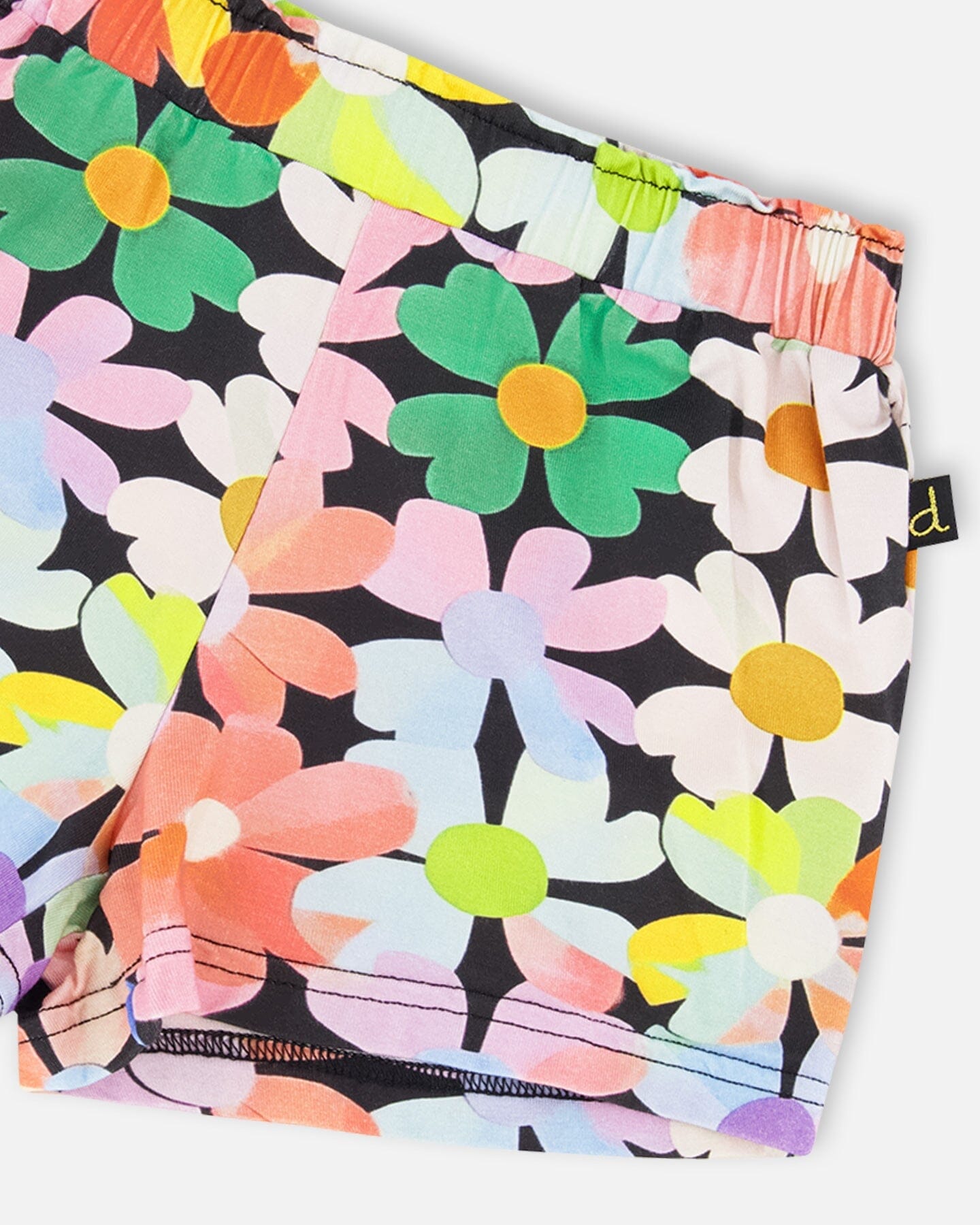 Jersey Shorts Black Printed Flowers - H30J28_3H130