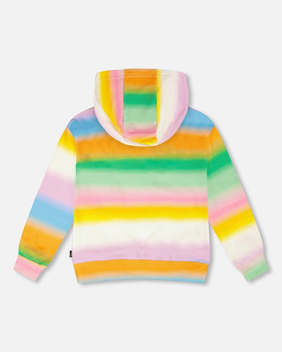 Printed French Terry Zip Front Hoodie Multicolored - H30J30_3H131