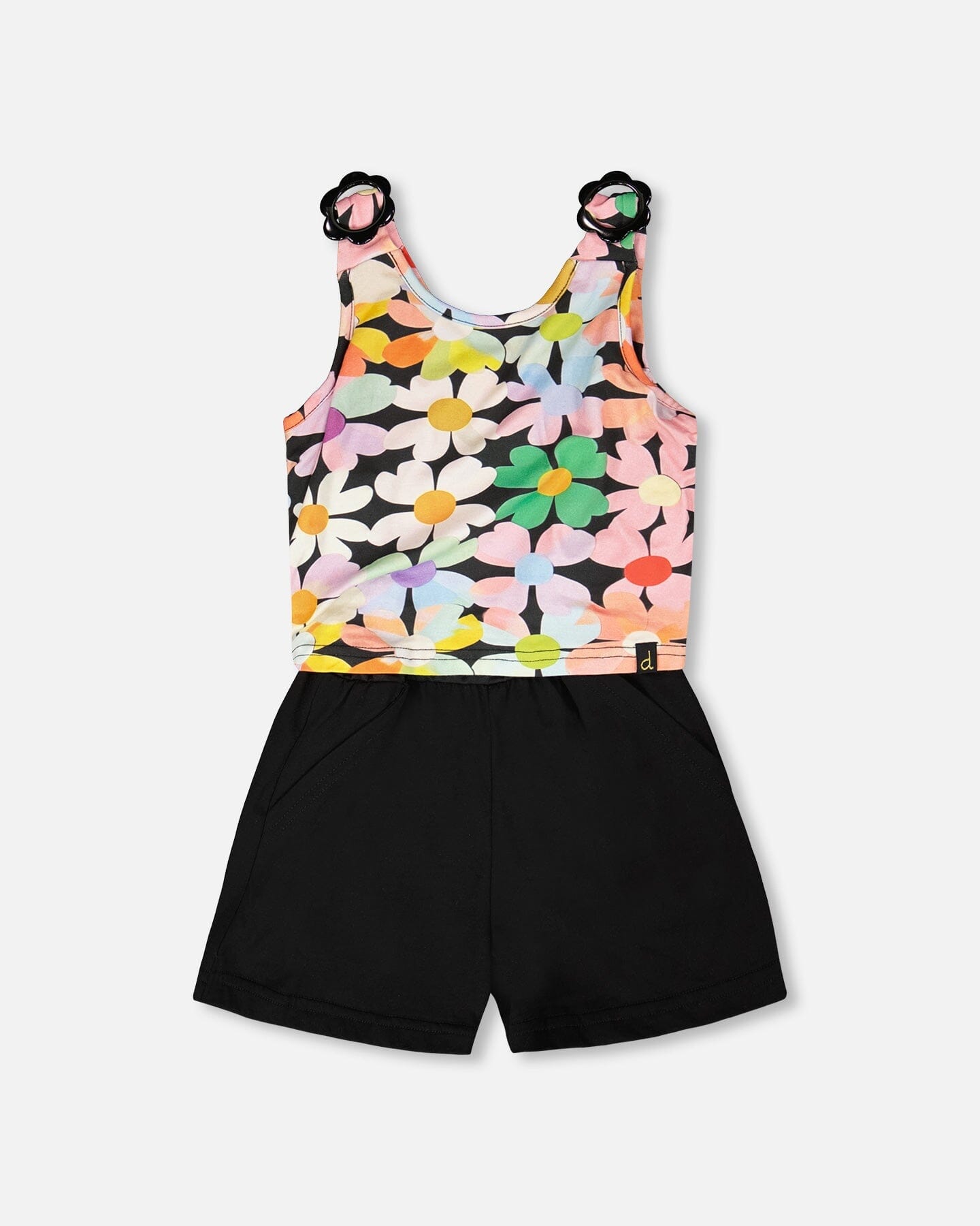 Sleeveless Jersey Jumpsuit Black Printed Flowers - H30J40_3H130