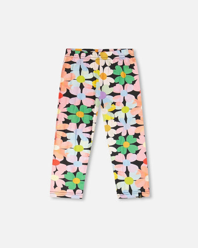 Viscose Leggings Black Printed Flowers - H30J60_3H130