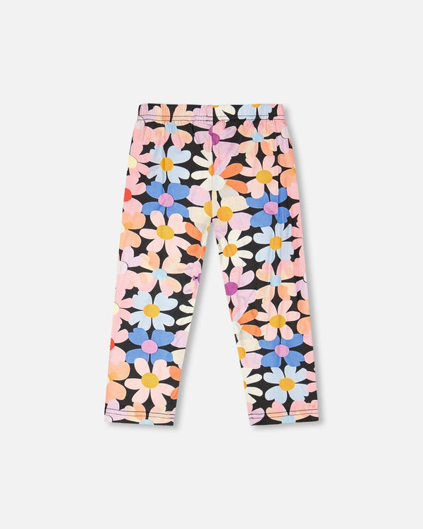 Viscose Leggings Black Printed Flowers - H30J60_3H130