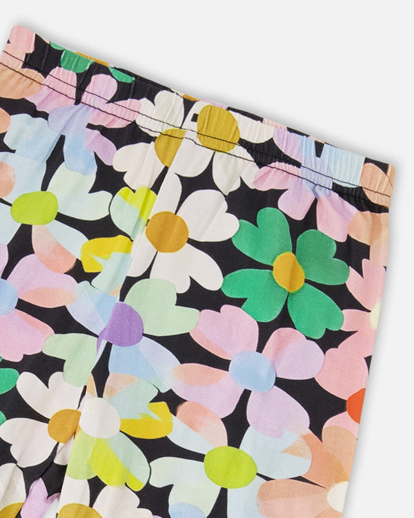 Viscose Leggings Black Printed Flowers - H30J60_3H130