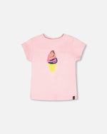 Organic Cotton Jersey Ice Cream T-Shirt Pink - H30J70_06200