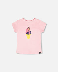Organic Cotton Jersey Ice Cream T-Shirt Pink - H30J70_06200