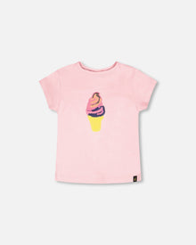 Organic Cotton Jersey Ice Cream T-Shirt Pink - H30J70_06200
