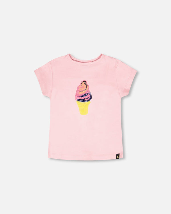 Organic Cotton Jersey Ice Cream T-Shirt Pink - H30J70_06200