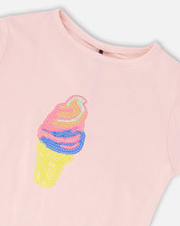 Organic Cotton Jersey Ice Cream T-Shirt Pink - H30J70_06200
