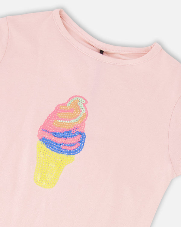 Organic Cotton Jersey Ice Cream T-Shirt Pink - H30J70_06200
