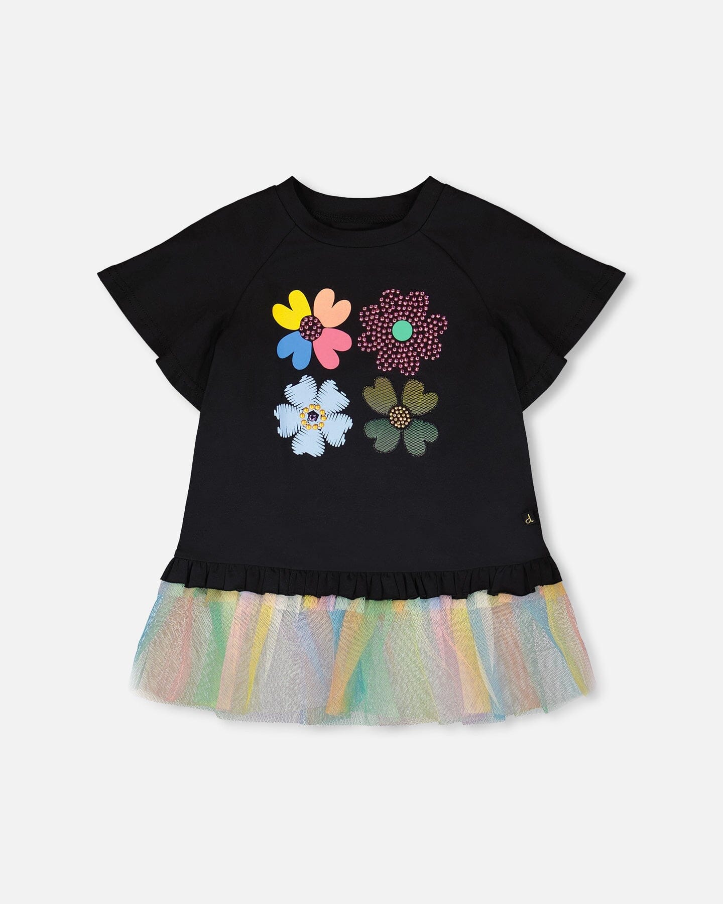 Organic Cotton Tunic Black With Mesh Frill - H30J76_09990
