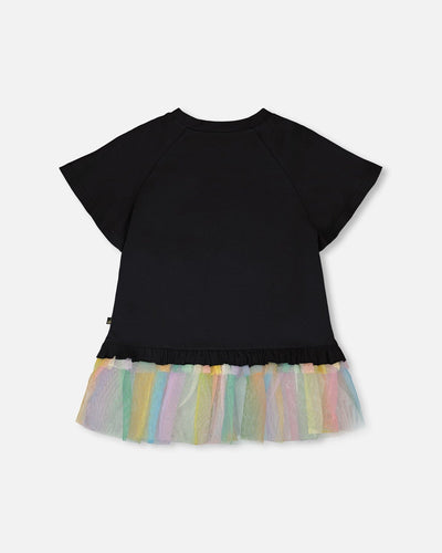 Organic Cotton Tunic Black With Mesh Frill - H30J76_09990