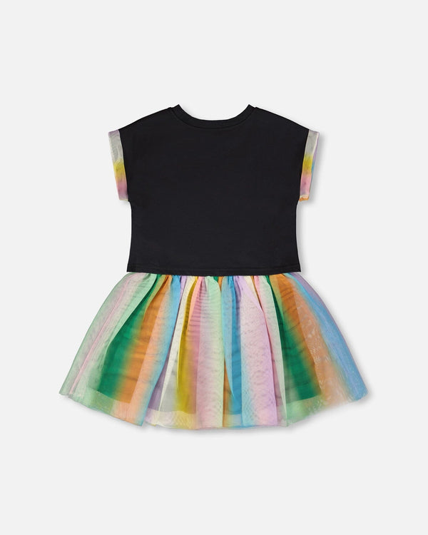 Organic Cotton And Mesh Dress Black - H30J85_09990