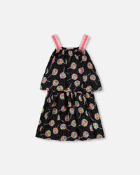 Woven Dress Black Lollipop Print - H30J87_3H132