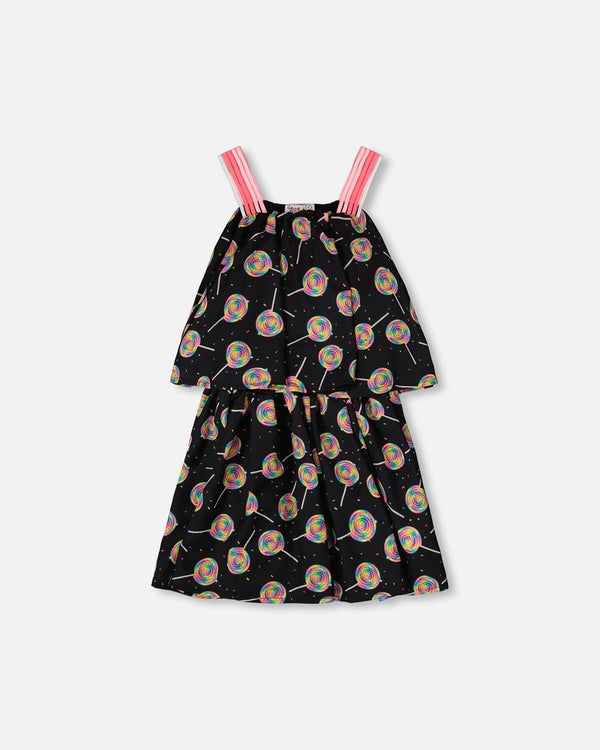 Woven Dress Black Lollipop Print - H30J87_3H132