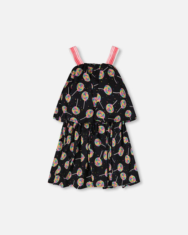 Woven Dress Black Lollipop Print - H30J87_3H132