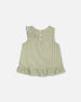 Top Green & Off White Stripes With Embroidered Ruffle - H30K15_3H127