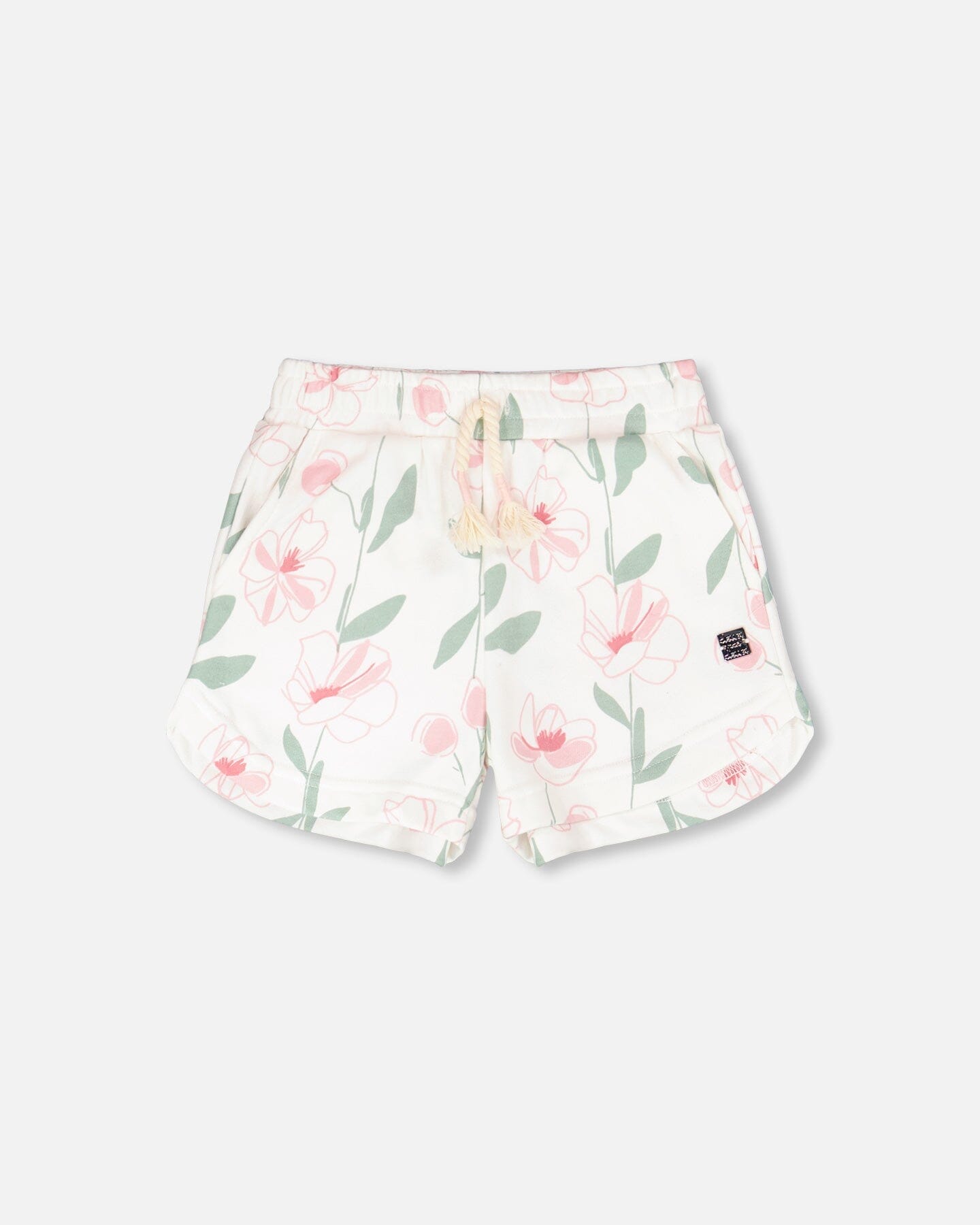French Terry Shorts Off White Printed Flowers - H30K26_3H126