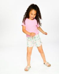 French Terry Shorts Off White Printed Flowers - H30K26_3H126