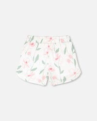 French Terry Shorts Off White Printed Flowers - H30K26_3H126