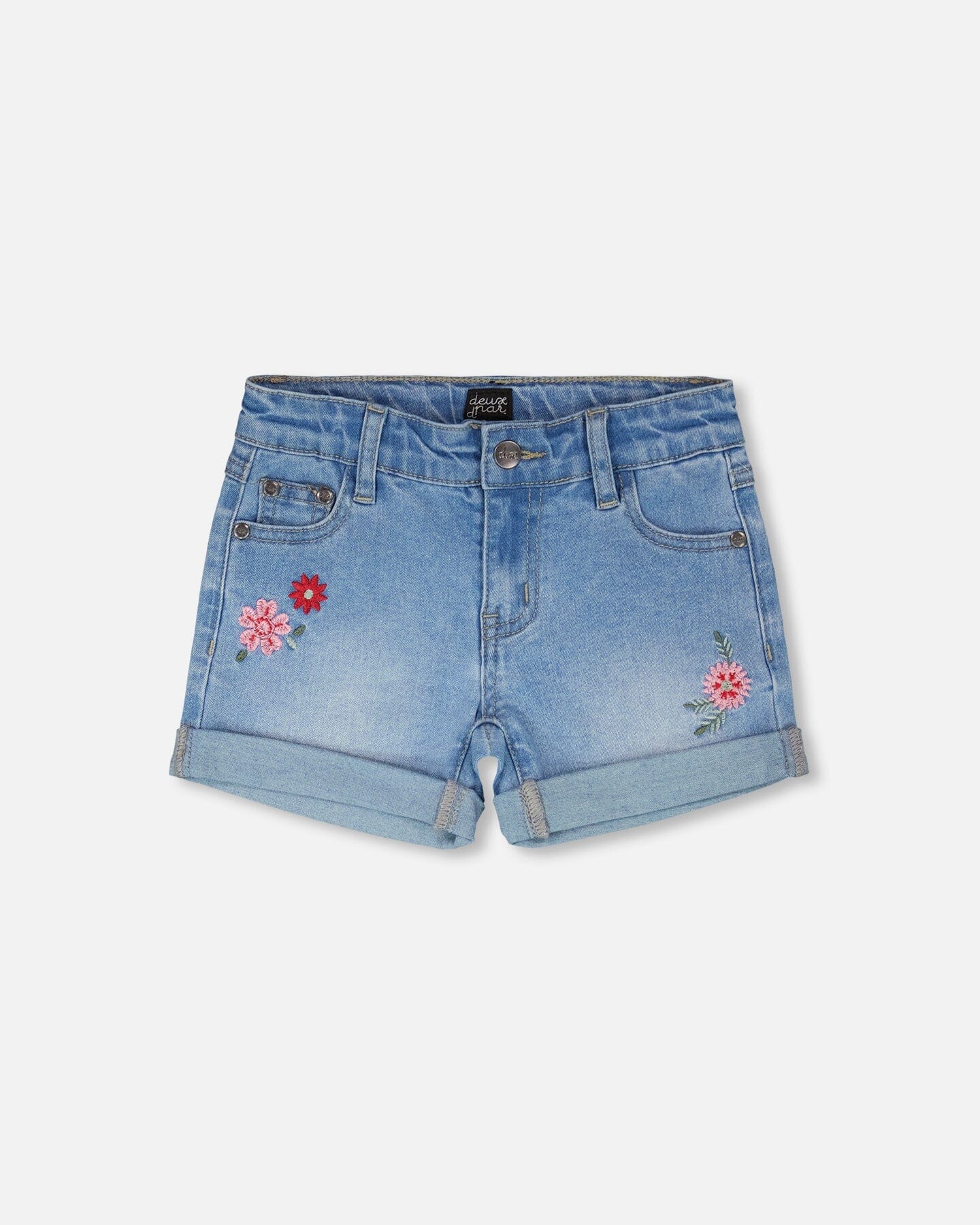 Light Blue Denim Shorts With Embroidery - H30K28_01250