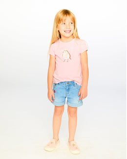 Light Blue Denim Shorts With Embroidery - H30K28_01250