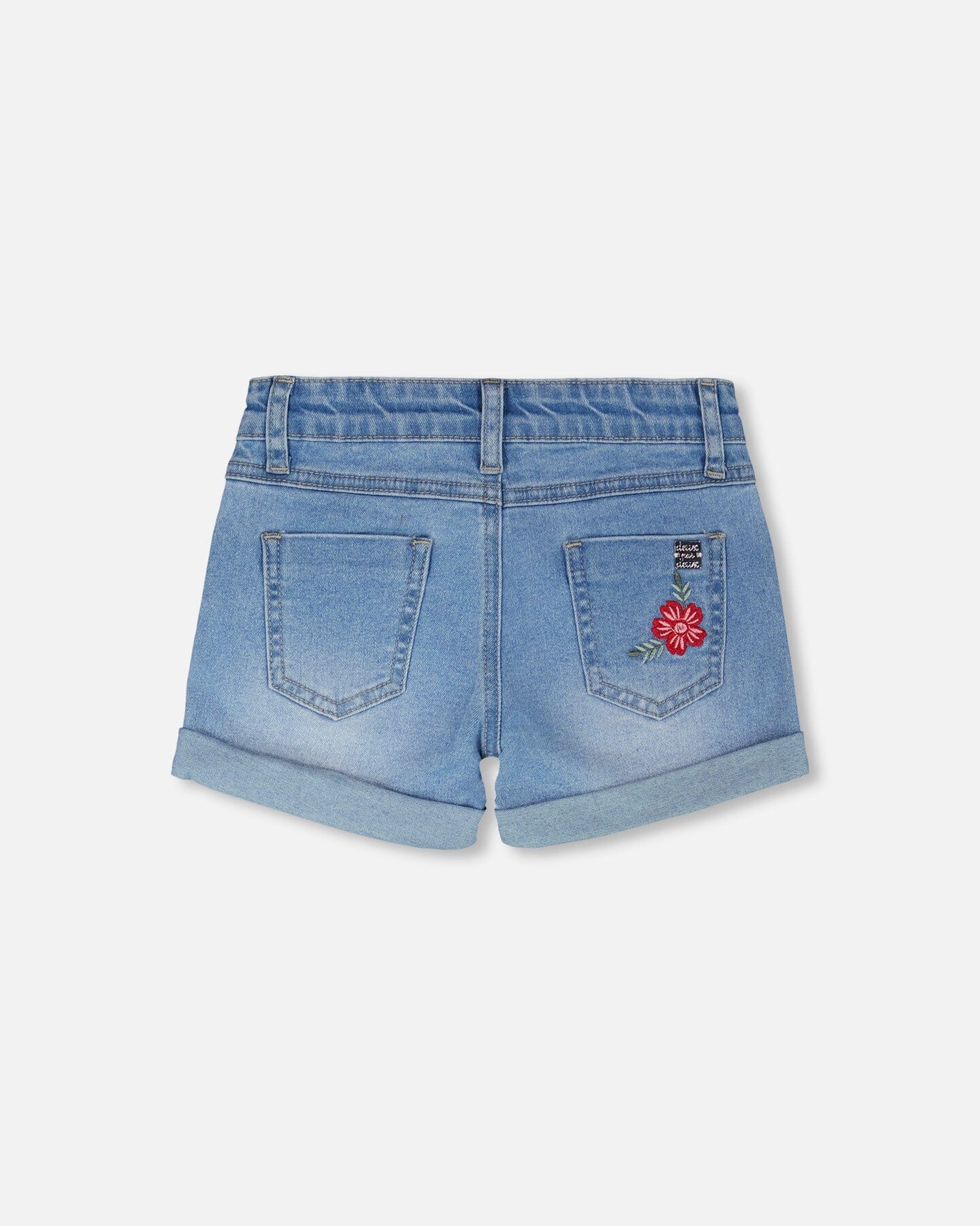 Light Blue Denim Shorts With Embroidery - H30K28_01250