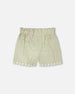 Shorts Green And Off White Stripes With Embroidery - H30K29_3H127