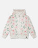 French Terry Hoodie Off White Printed Flowers - H30K30_3H126