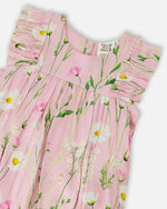 Viscose Romper Pink Printed Flowers - H30K40_3H115