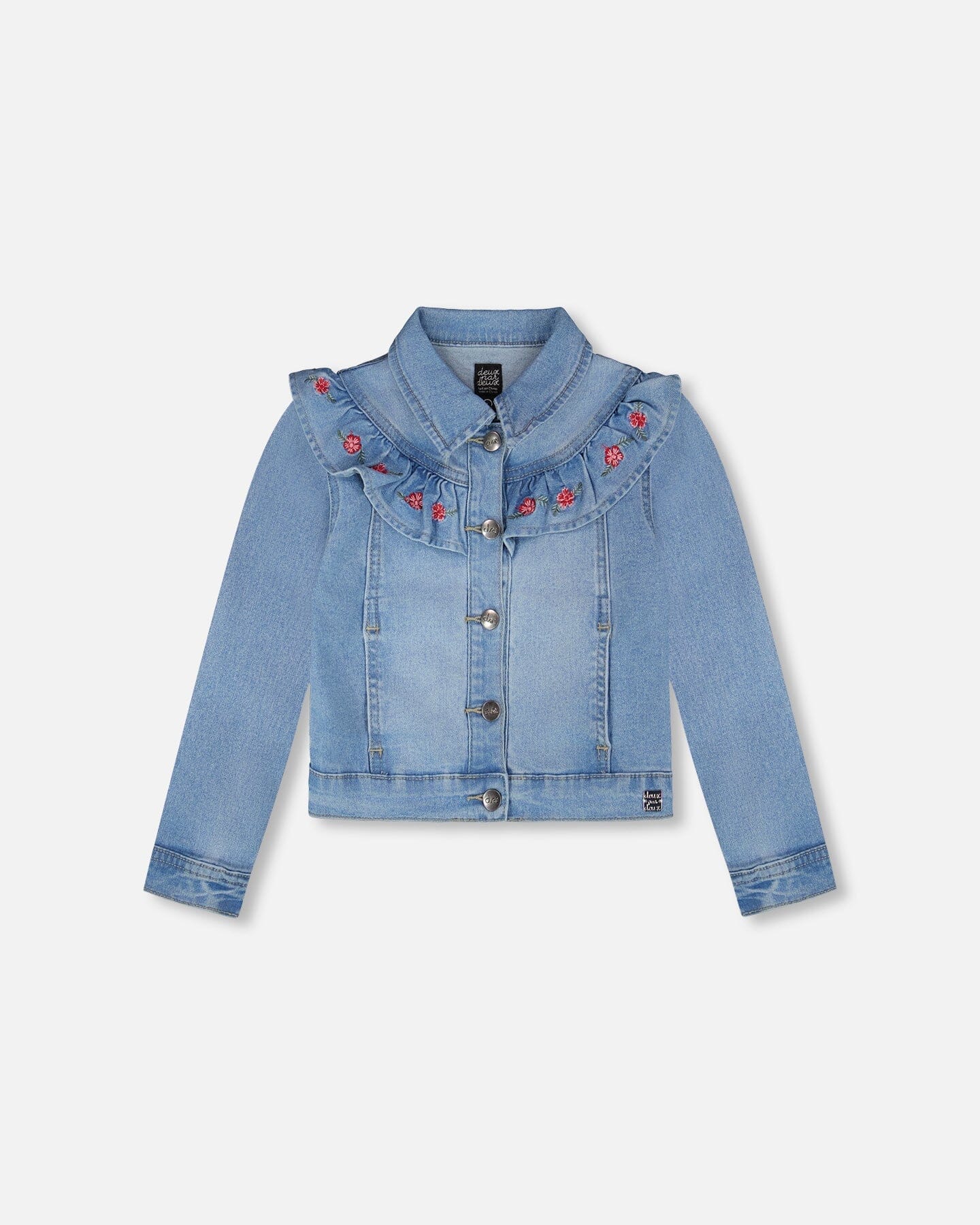 Light Blue Denim Jacket With Embroidery - H30K50_01250