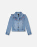 Light Blue Denim Jacket With Embroidery - H30K50_01250