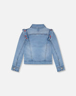 Light Blue Denim Jacket With Embroidery - H30K50_01250