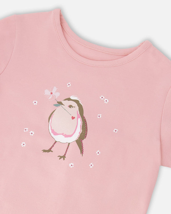 Organic Cotton Jersey T-Shirt Dusty Pink - H30K70_06220