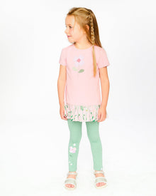 Organic Cotton Bi-Material Tunic With Ruffle Dusty Pink - H30K76_06170