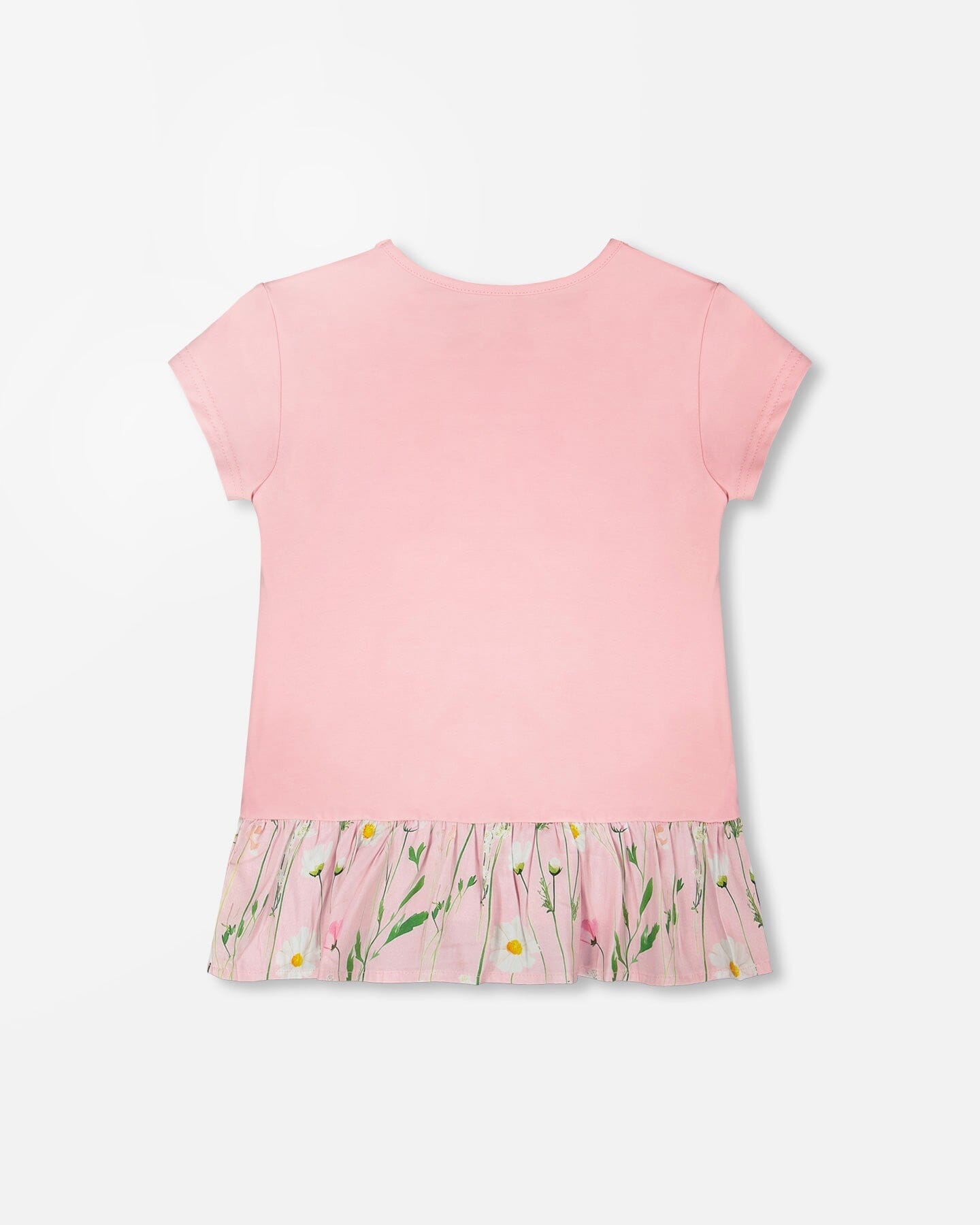 Organic Cotton Bi-Material Tunic With Ruffle Dusty Pink - H30K76_06170