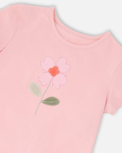 Organic Cotton Bi-Material Tunic With Ruffle Dusty Pink - H30K76_06170