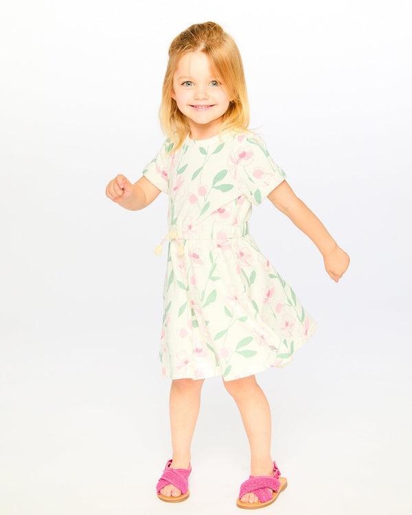 French Terry Dress Off White Printed Flowers - H30K85_3H126