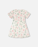 French Terry Dress Off White Printed Flowers - H30K85_3H126