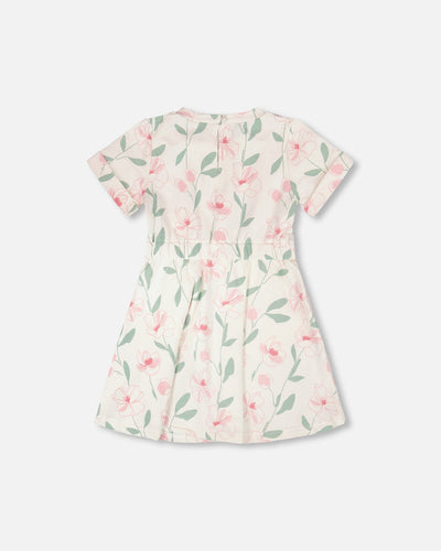 French Terry Dress Off White Printed Flowers - H30K85_3H126