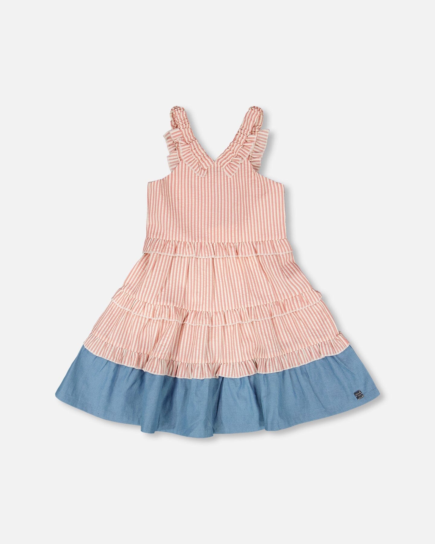 Poplin And Chambray Dress Off White And Pink Stripes - H30K87_3H128