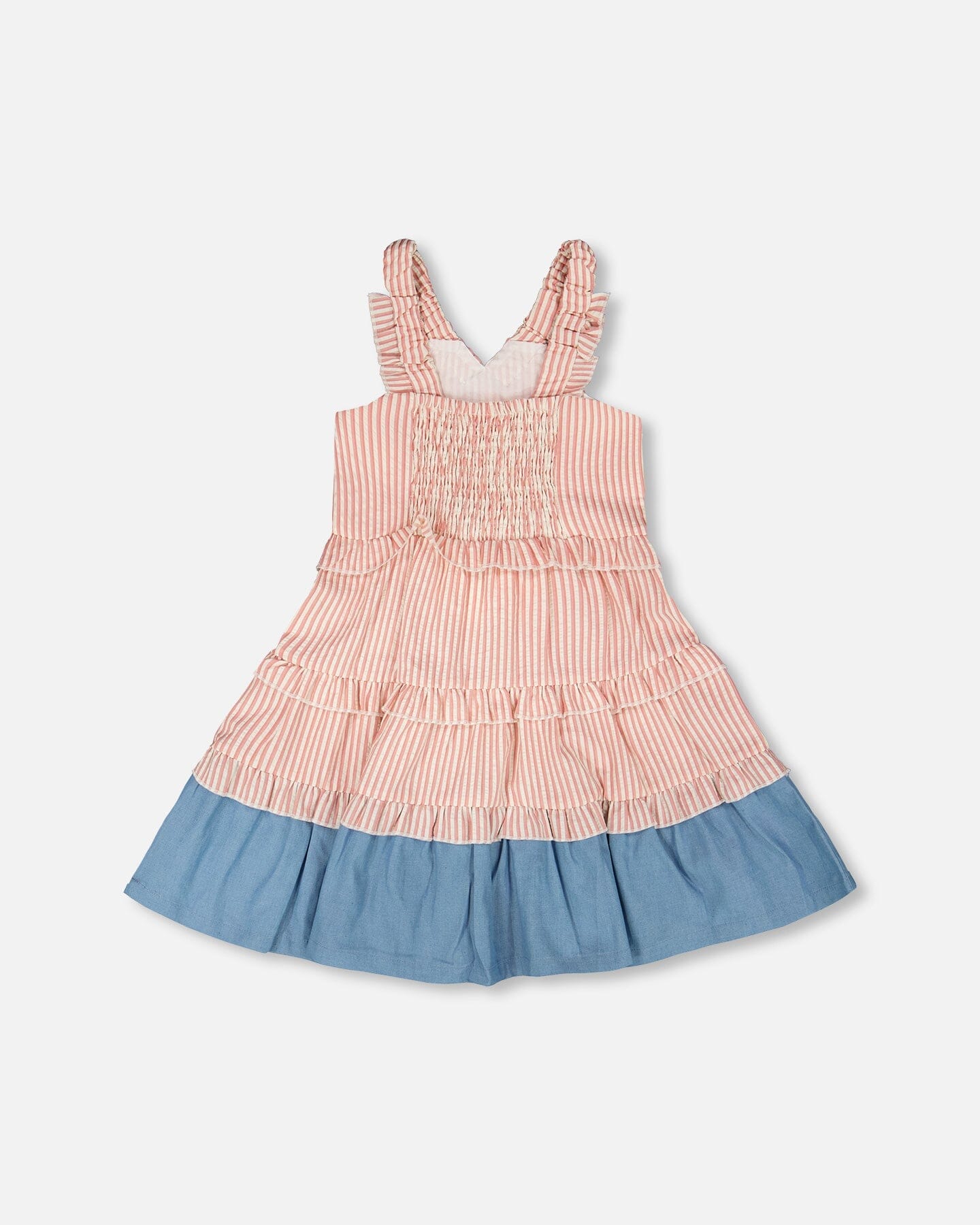 Poplin And Chambray Dress Off White And Pink Stripes - H30K87_3H128