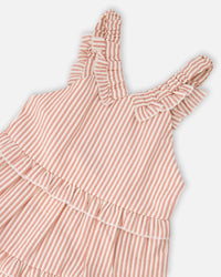 Poplin And Chambray Dress Off White And Pink Stripes - H30K87_3H128