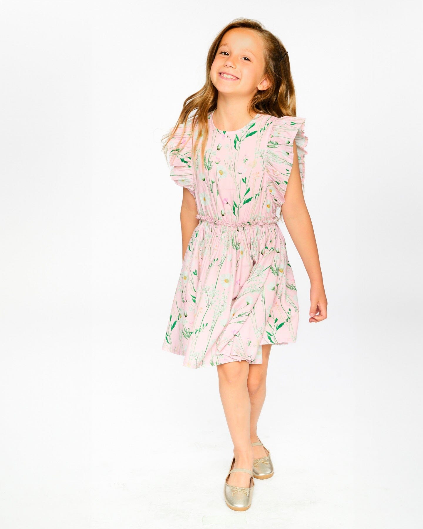 Viscose Dress Pink Printed Flowers - H30K88_3H115