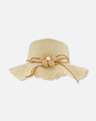 Flower Straw Hat Beige - H30KH_3H209