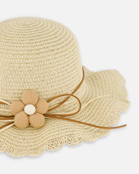 Flower Straw Hat Beige - H30KH_3H209