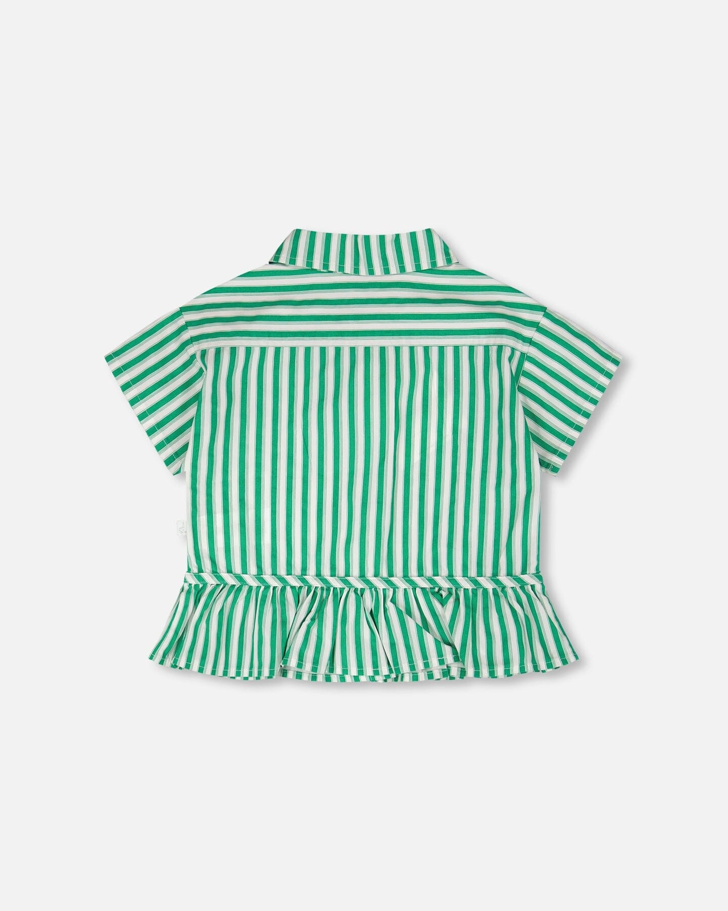 Short Sleeve Striped Button Down Shirt Green - H30L15_3H141