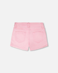 Pink Denim Shorts With Embroidery - H30L27_06050