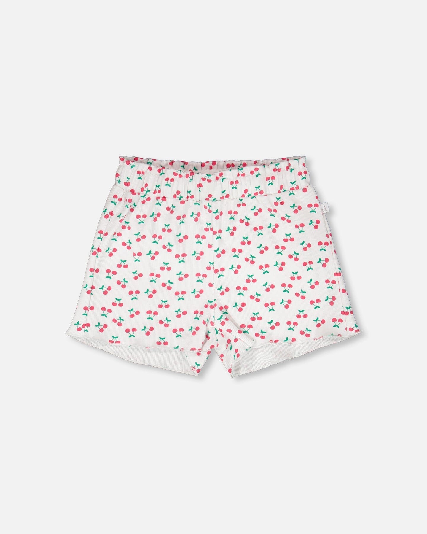 Rib Shorts White Printed Cherries - H30L28_3H142