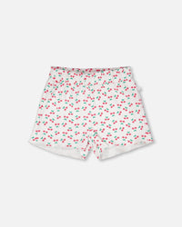 Rib Shorts White Printed Cherries - H30L28_3H142